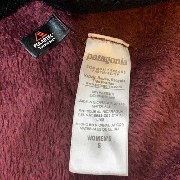 Patagonia fleece retool pocket snap popover maroon sz S - Picture 6 of 6